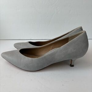 Vionic Josie Light Gray Leather Kitten Heels Shoes Women’s size 8.5